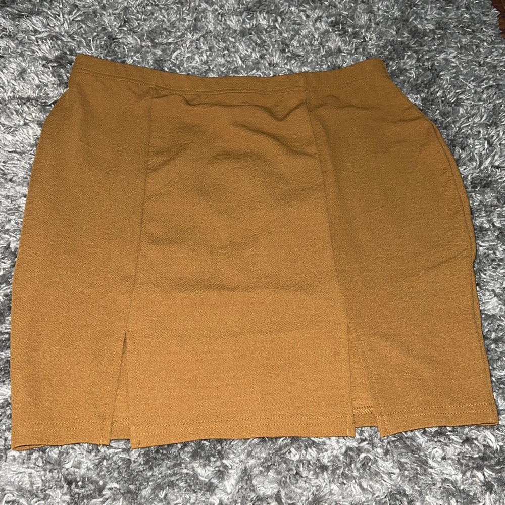 SHEIN plus double slit tan skirt